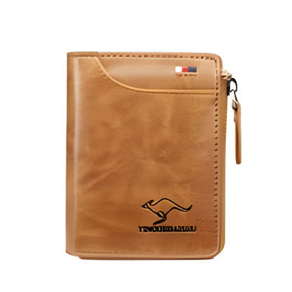 Zipper Bifold Wallet with RFID Protection 14 Card Slots Cash Pocket Vintage Leather for Men Daily Carry Travel Organization