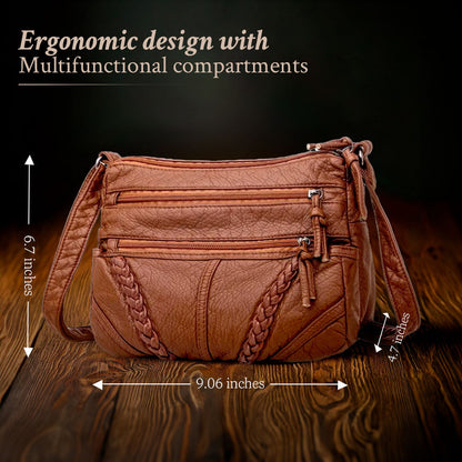 Vegan Leather Crossbody Bag for Women – Adjustable Strap Shoulder Purse with Magnetic Closure – Everyday Carryall Handbag