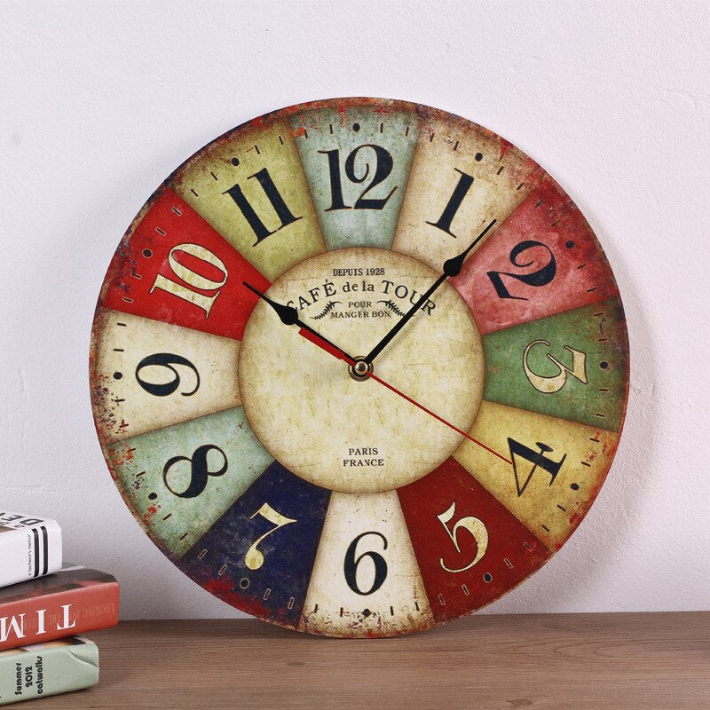 Silent Wood Wall Clock 12-Inch Round Natural Grain Quartz Timepiece for Bedroom Living Room Office Minimalist Nordic Decor