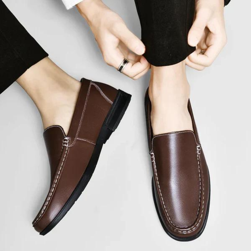 Genuine Leather Loafers Men's Dress Slip-On Shoes Handcrafted Italian Style for Business Casual Office Formal Work