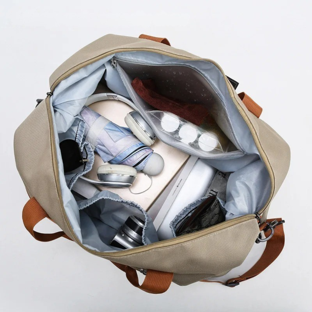 Weekend Duffel Bag with Shoe Compartment & Wet-Dry Separation for Gym Travel