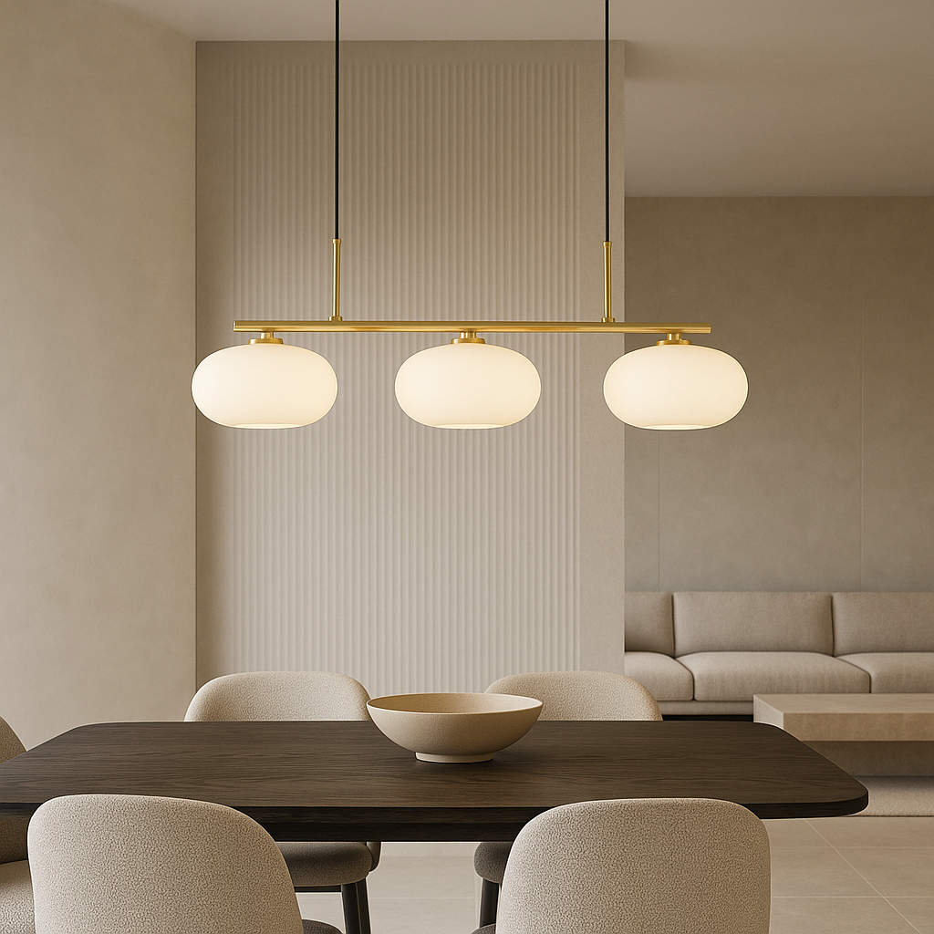 Triple Glass Shade Hanging Light 7-inch Globes Adjustable Height Silver Gold Kitchen Dining Room Ceiling Fixture for Modern Homes