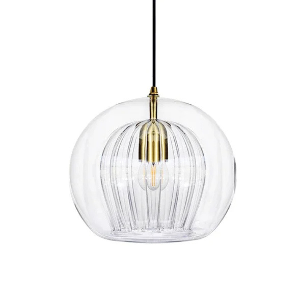 Clear Glass Globe Drop Light E14 Socket for Kitchen Counter and Eat-In Nook Overhead Fixture Contemporary Low-Profile Ceiling Accent