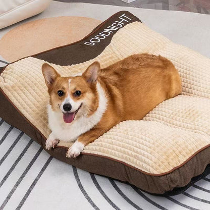 Plush Bolster Pet Lounger with Supportive Rim for Medium to Large Dogs – Cushioned Sleeping Pad in Brown – Removable Washable Cover – 31 × 2