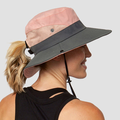 Foldable Wide Brim Sun Hat with UPF 50+ Protection & Ponytail Opening for Women