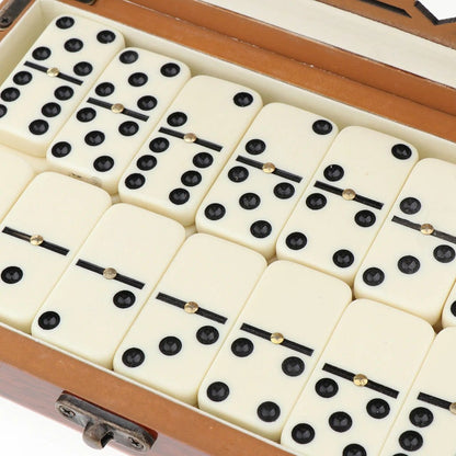 Classic Dominoes Set with Wooden Storage Case – 28 Tiles for Family Game Night
