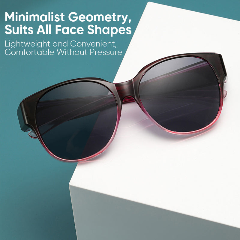 Polarized Over-Prescription-Glasses Sunglasses UV400 Cat-Eye Wraparound Shades for Eyeglass Wearers Driving Outdoor Sports Women Men