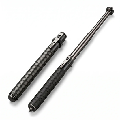 Telescoping Support Cane Spring Deploy Mechanism Rubber Handle Hiking Urban Trail Walking Aid Stability Pole Portable Collapsible Mobility S