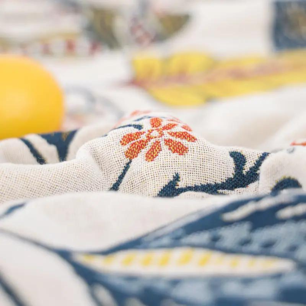 Reversible Floral Cotton Throw Blanket with Tassels – Jacquard Woven All-Season Sofa Throw for Living Room & Bedroom Decor