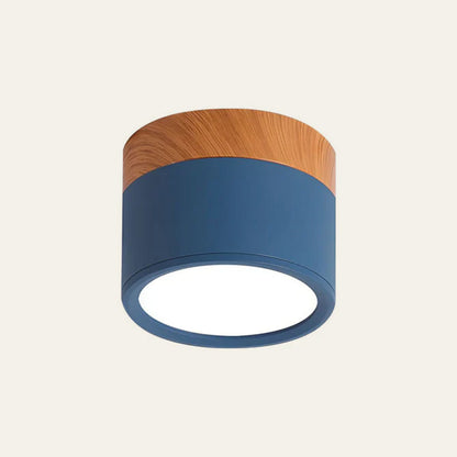 Compact LED Flush Mount Ceiling Light Fixture Wood & Metal Accent for Entryway Hallway Bedroom Kitchen 5W 7W Surface Mount Minimalist Modern