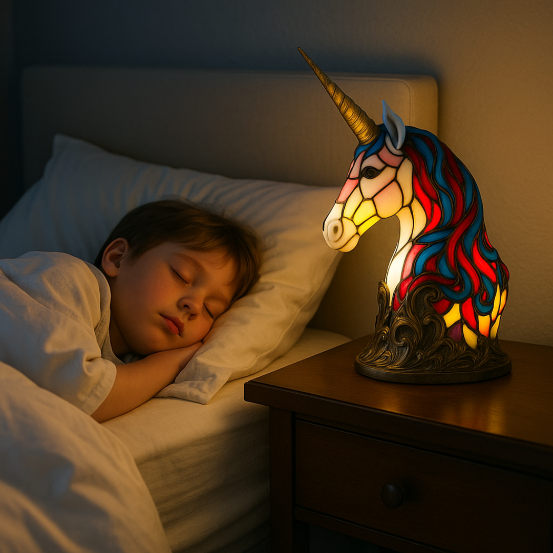 Handcrafted Unicorn Night Light Lamp with Warm Glow for Kids Rooms, Nursery, Bedside Table Decor - Whimsical Fantasy Animal Desk Lamp Gift f