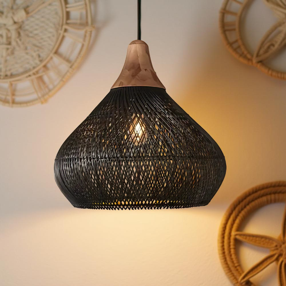 Woven Wicker Ceiling Light 20 in Natural Fiber Shade for Kitchen Island Dining Room Overhead Boho Farmhouse Organic Texture Rope Hanging Fix