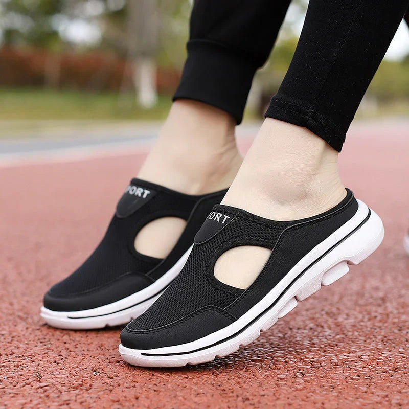 Breathable Mesh Slip-On Slippers with Cushioned Footbed for Men – Open-Back Design for Indoor & Outdoor Wear