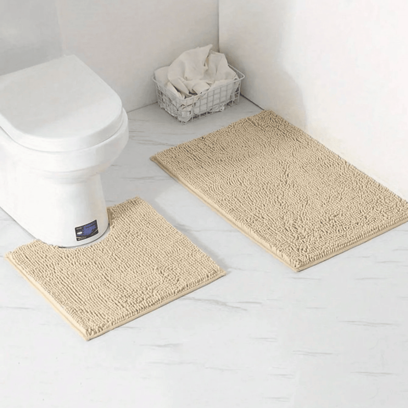 Plush Chenille Bathroom Rug Anti-Slip Water-Absorbing Floor Mat for Shower Bath Toilet Blue 20×31 Inch Soft Polyester Non-Skid Backing for W