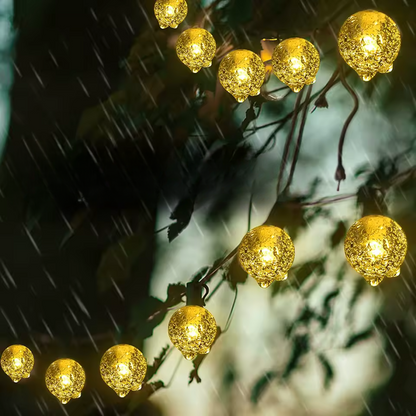 Solar Powered Outdoor String Lights Warm White LED Crystal Globe for Camping RV Patio Garden 20ft 40ft 72ft Cordless Weatherproof