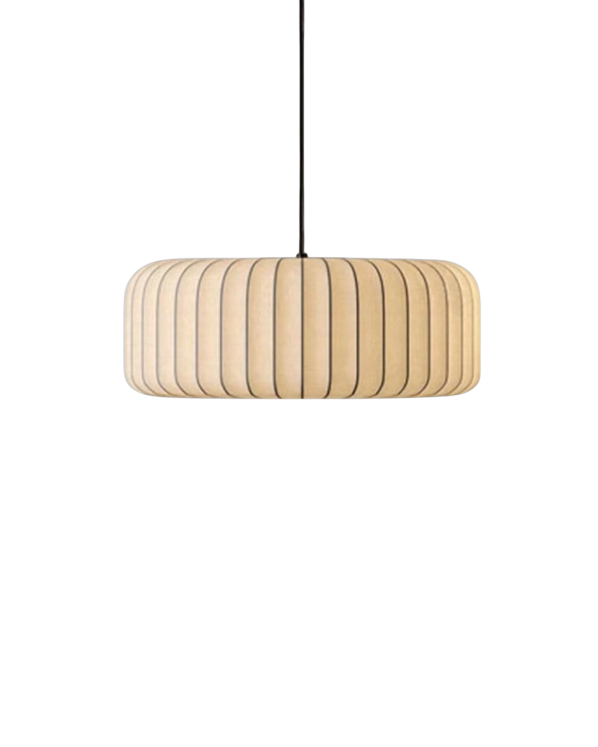 Fabric Drum Shade Hanging Light 22-Inch Neutral Tone for Dining Room Kitchen Island Modern Japandi Style E27 Socket