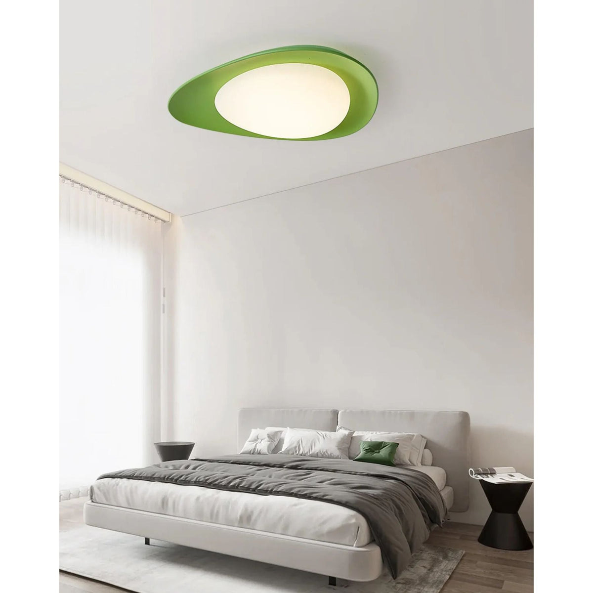 Organic Resin LED Flush Mount Light Green Beige for Bedroom Living Room Dining Room Modern Overhead Lighting Nature-Inspired