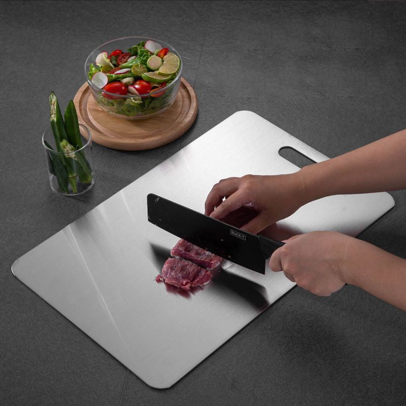 Dual-Surface Stainless Steel Cutting Board for Kitchen Food Prep & Meal Safety | Rust-Resistant Chopping Board for Meat, Vegetables, Bread