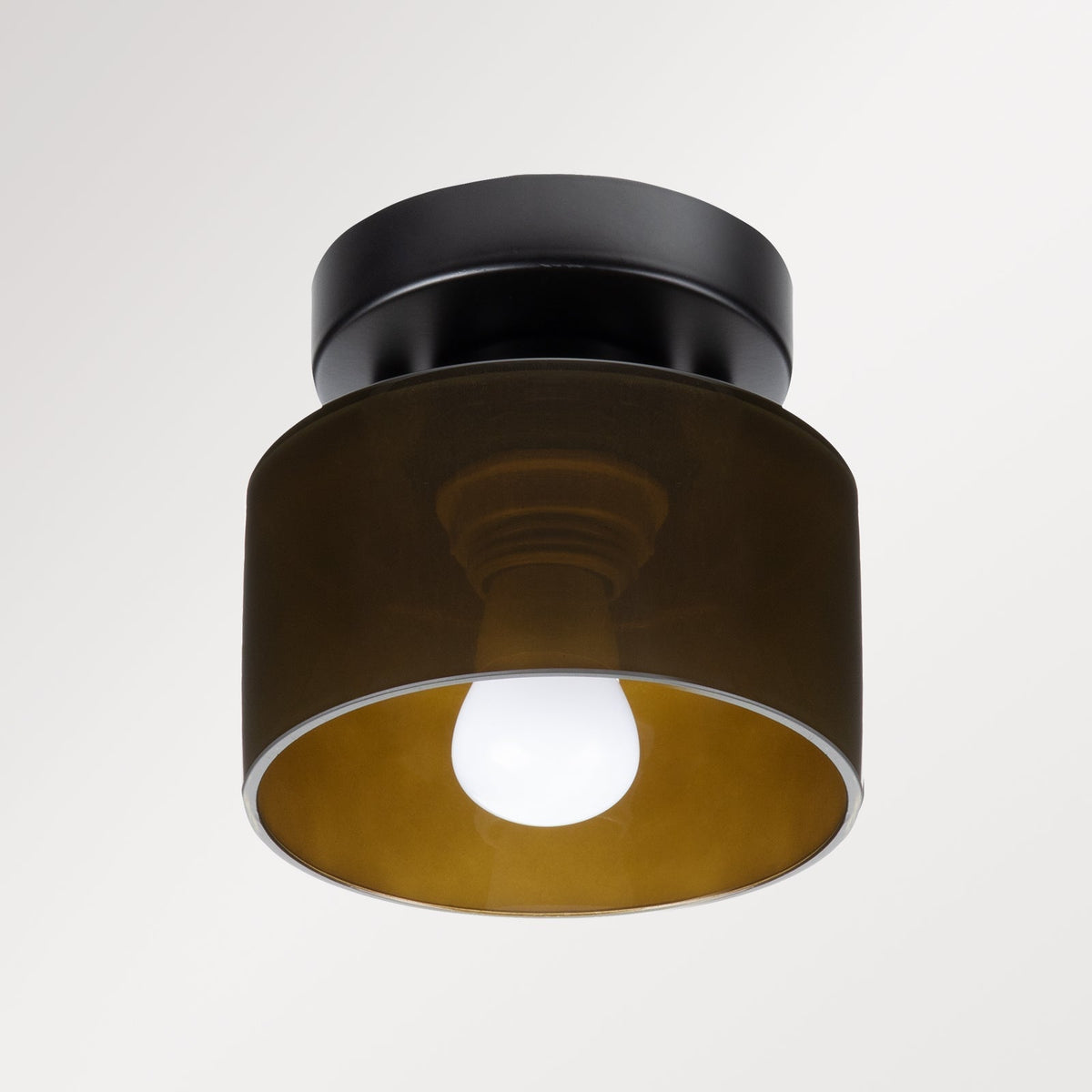 Flush Mount Glass Dome Ceiling Light E26 Socket Amber Globe for Kitchen Entryway Bedroom Low Profile Vintage Style Home Lighting Fixture