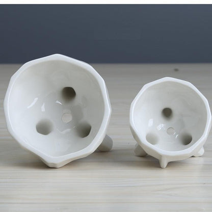 2-Piece White Ceramic Facial Succulent Planters