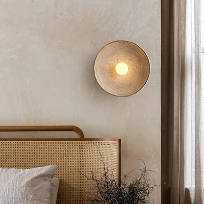 Round Glass Resin Wall Sconce White LED Fixture Bedroom Hallway Living Room Soft Glow Minimalist Mount Ambient Light for Home