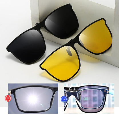 Polarized Flip-Up Clip-On Sunglasses for Prescription Glasses | UV400 Protection | Lightweight Magnesium Alloy | Driving Fishing Outdoor | M