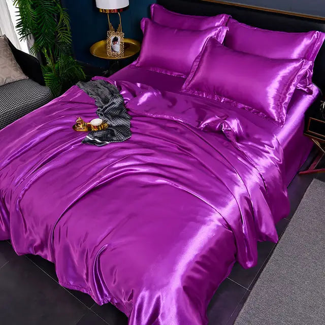 Satin Duvet Cover Set with Pillowcases Smooth Silky Bedding Full Queen King for Bedroom Decor Soft Luxury Comforter Cover Machine Washable