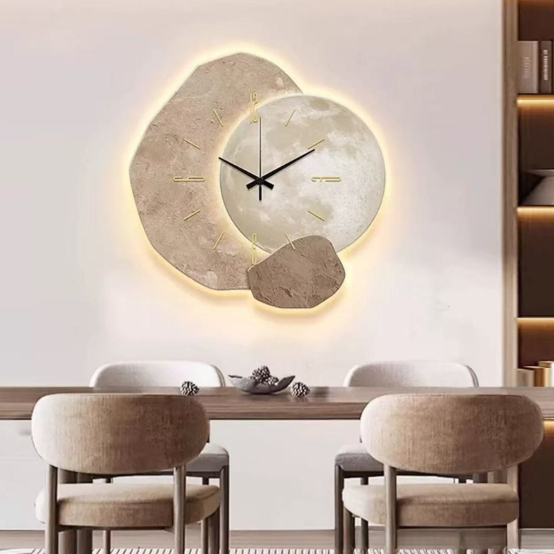 Quiet Movement 16-Inch Round Timepiece Beige Minimalist Design for Bedroom Living Room Home Office Decor Modern Japandi Style