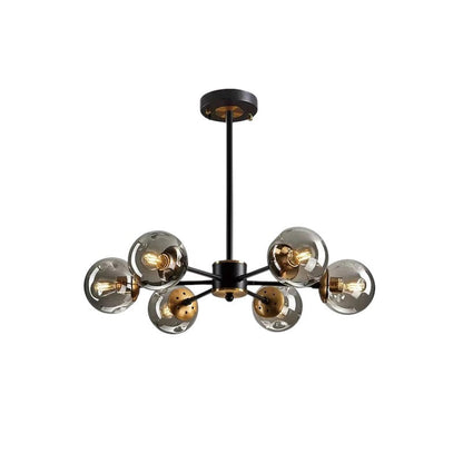 Multi-Globe Iron & Glass Ceiling Fixture – Sculptural Overhead Lighting for Dining Tables & Open Layouts – E26 Bulb Compatible – Modern Mini