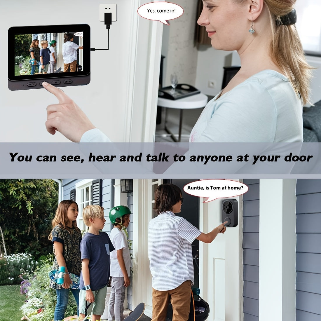 HD Camera Wireless Doorbell with 4.3 Inch Indoor Display