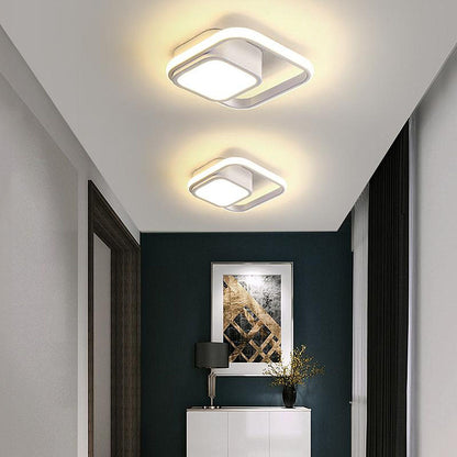 Dual-Loop LED Flush Mount Light Fixture Black Warm Glow for Entryways Contemporary Rooms Apartment Ceilings Low-Profile