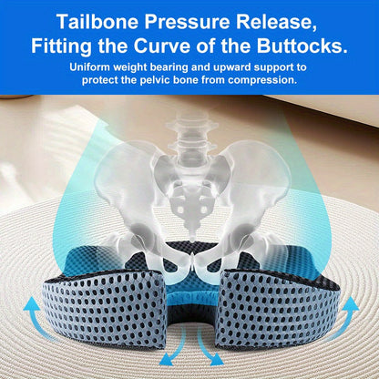 Contoured Car Seat Cushion with Memory Foam Support for Coccyx Relief and Posture Improvement