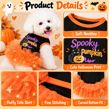 Ortekor Halloween Dog Tutu Dress for Parties & Photos - Soft Lightweight Costume for Small Dogs
