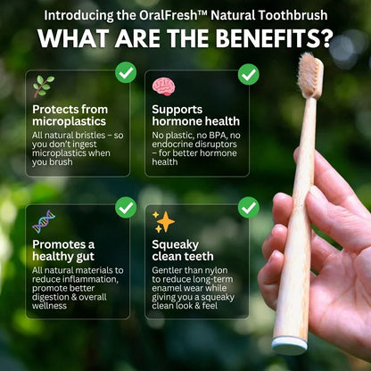 Toothbrush Bamboo Handle Plastic-Free Soft Boar Bristles