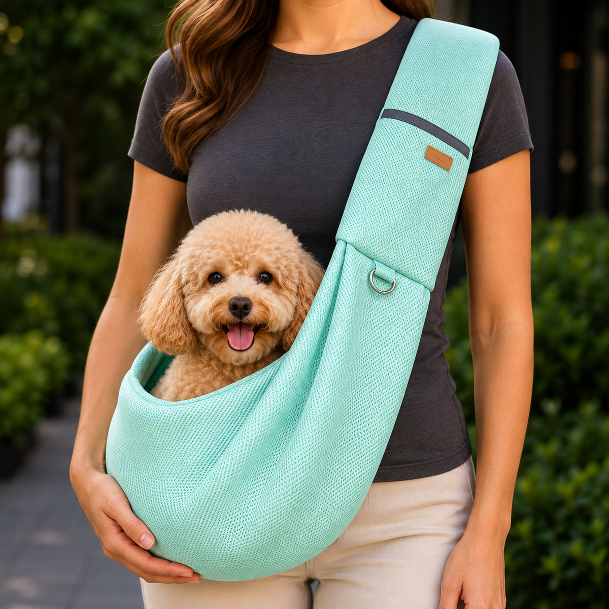 Ortekor Crossbody Pet Sling Carrier for Small Dogs & Cats - Breathable Hands-Free Travel Bag for Walks, Errands & Vet Visits