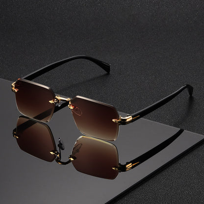 Rimless Square Eyeglasses for Men – Lightweight Metal Frame with Modern Minimalist Style