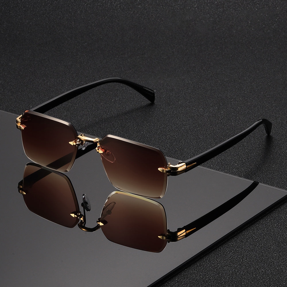 Rimless Square Frame Reading Glasses for Men – Lightweight Metal & Plastic Eyewear for Everyday Wear