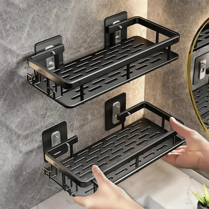 Wall-Mounted Corner Organizer Rack ABS Adhesive No-Drill Bathroom Caddy Triangle Rectangle Shape Holds Shampoo Soap Toiletries for Small Spa