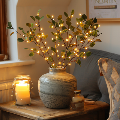 Battery Powered LED Twig Branch Light String with 120 Warm White Micro Lights for Vases, Centerpieces, and Home Decor Accents