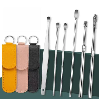 Stainless Steel Ear Cleaning Tool Set with Portable Case for Safe Wax Removal | Reusable Earwax Remover Kit for Adults and Kids | Profession