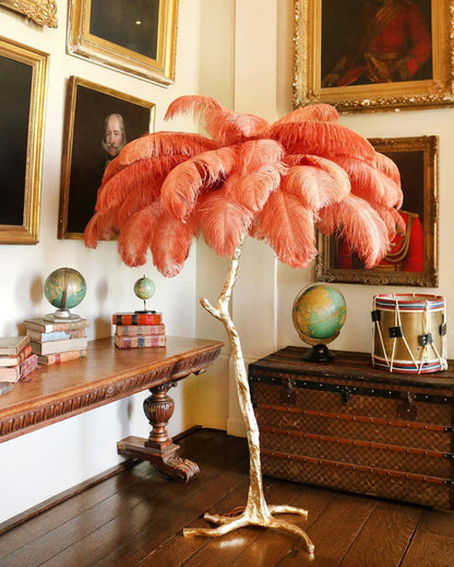 Tropical Feather Standing Lamp 63 in Tall Palm Tree Style Ambient Floor Light for Bedroom Living Room Decorative Accent Lighting
