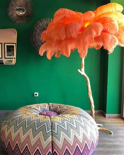 Tropical Feather Standing Lamp 63 in Tall Palm Tree Style Ambient Floor Light for Bedroom Living Room Decorative Accent Lighting