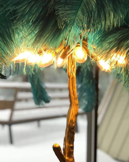 Tropical Feather Standing Lamp 63 in Tall Palm Tree Style Ambient Floor Light for Bedroom Living Room Decorative Accent Lighting