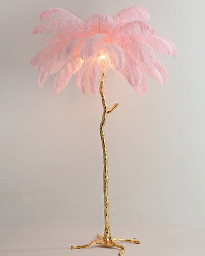 Tropical Feather Standing Lamp 63 in Tall Palm Tree Style Ambient Floor Light for Bedroom Living Room Decorative Accent Lighting