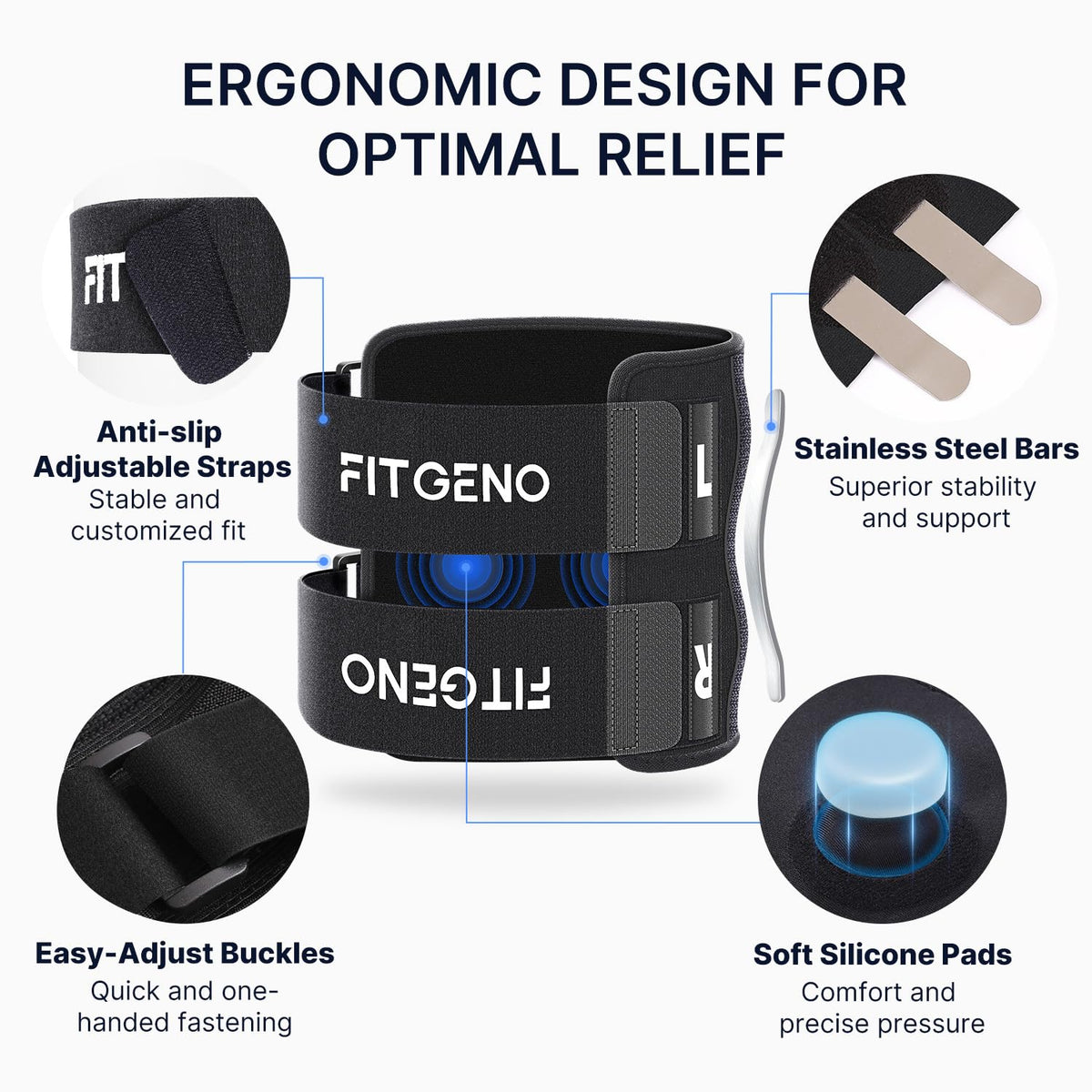 Adjustable Knee Support Wrap with Targeted Compression Pads for Sciatic Nerve Relief & Lower Back Pain