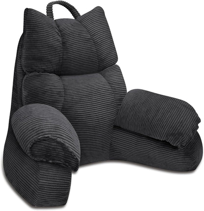 Cozy Reading Pillow with High Arm Rests & Supportive Memory Foam | Perfect Back Support for Relaxing, Reading & Gaming in Bed
