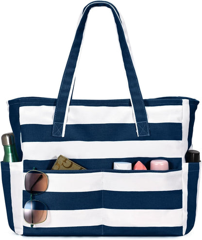 Ortekor Large Waterproof Beach Tote Bag with Zipper | Sandproof Design for Travel & Vacation Essentials