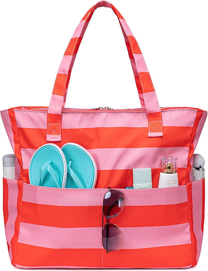 Coastal Escape | Extra Large Waterproof Beach Tote Bag with Wet Compartment | Stylish Carry-On for Weekend Getaways