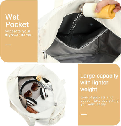 Coastal Escape | Extra Large Waterproof Beach Tote Bag with Wet Compartment | Stylish Carry-On for Weekend Getaways