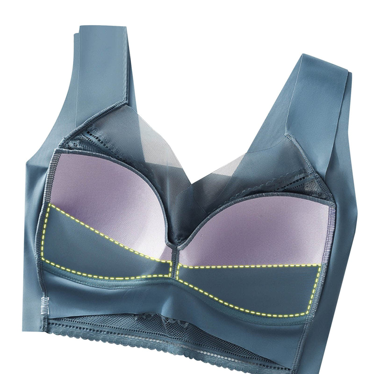 Wireless Push-Up Support Bra with Wide Straps & Lace Trim – Seamless Comfort for All-Day Wear